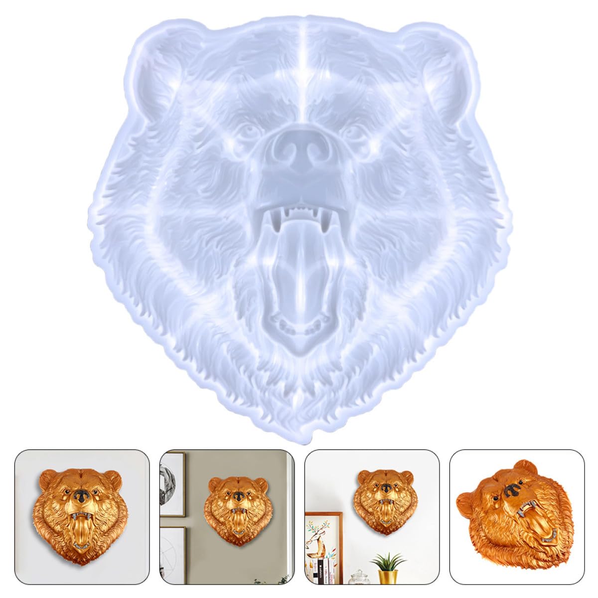 Zerodeko Molde de Silicona 3d para Manualidades DIY Cabeza de Oso, Antiadherente, Tamaño Mediano, Molde para Decoración de Escritorio y Adornos Artesanales