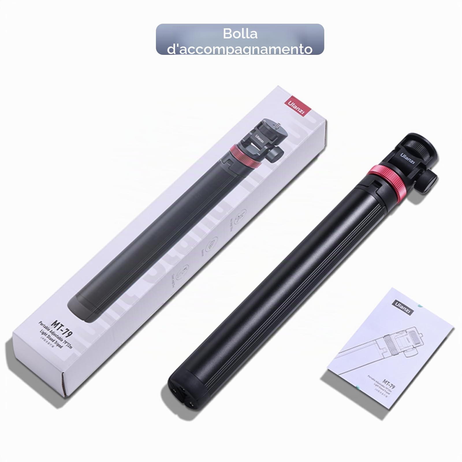 Treppiede estensibile in alluminio ULANZI MT-79, supporto leggero portatile da 204 cm con vite da 1/4 di pollice, regolazione dell'angolo di 180°, treppiede per fotocamera, luce video, smartphone