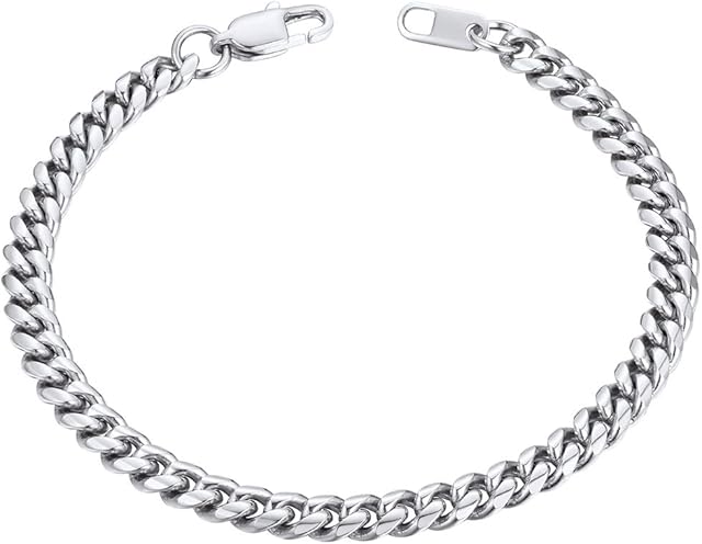 ChainsHouse Mens Chain Bracelet 6/10/14mm Stainless Steel Cuban Curb Bracelets 19cm/21cm