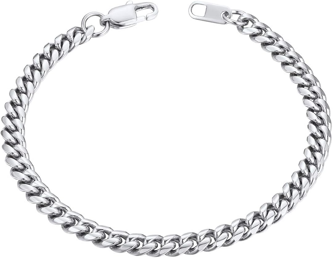 ChainsHouse Cuban Bracelet for Women Hip Hop Jewelry Men Stainless Steel Bracelets for Men Link Bracelets for Women Curb Chain Bracelet