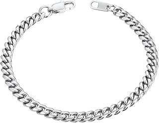 سوار سلسلة للرجال من الستانلس ستيل مقاس 6/10/14 ملم، أساور كوبية 19 سم/21 سم من تشينز هاوس