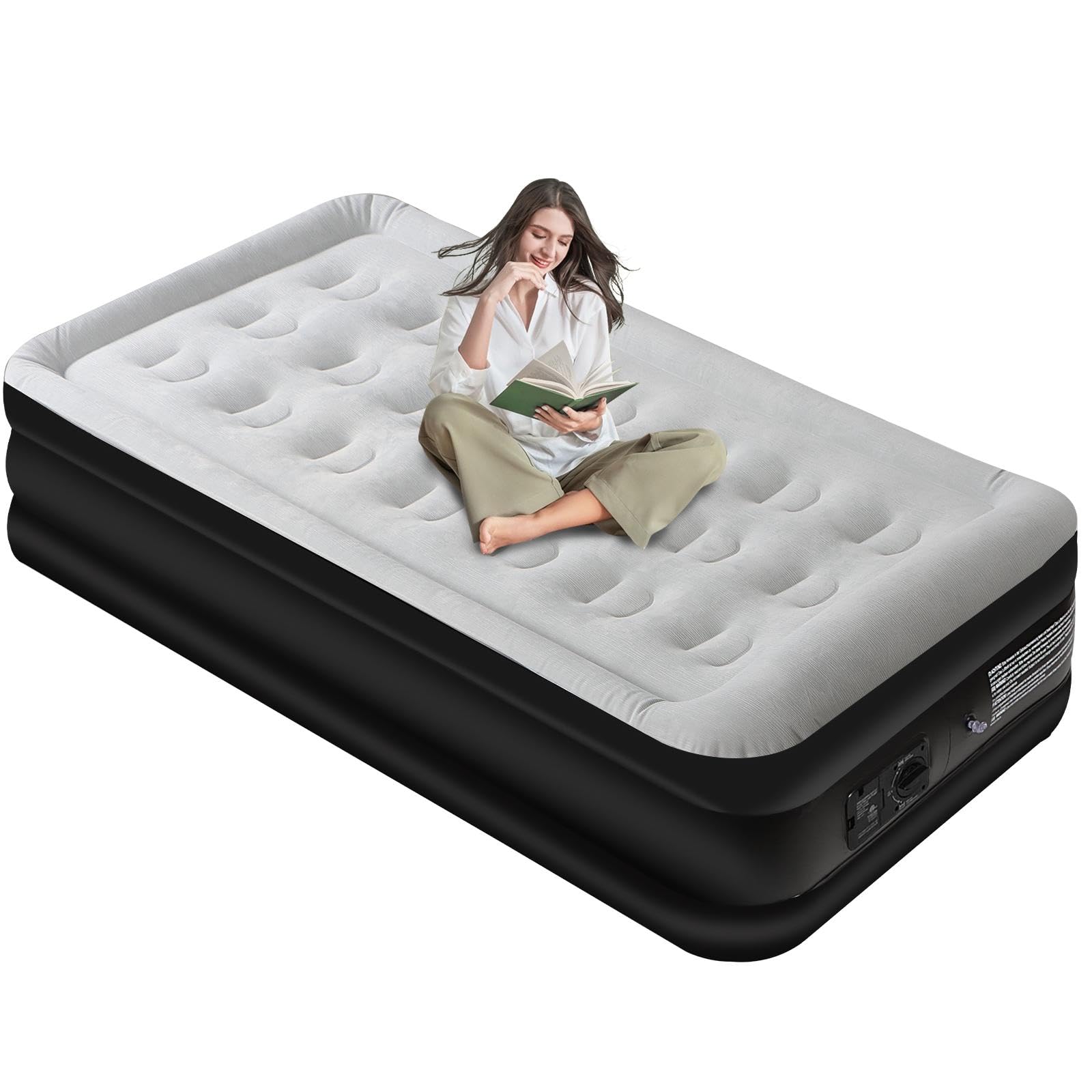 Panana Twin Air Mattress with Built in Electric Pump, Height 18.5