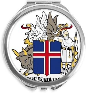 Iceland Europe National Emblem Hand Compact Mirror Round Portable Pocket Glass
