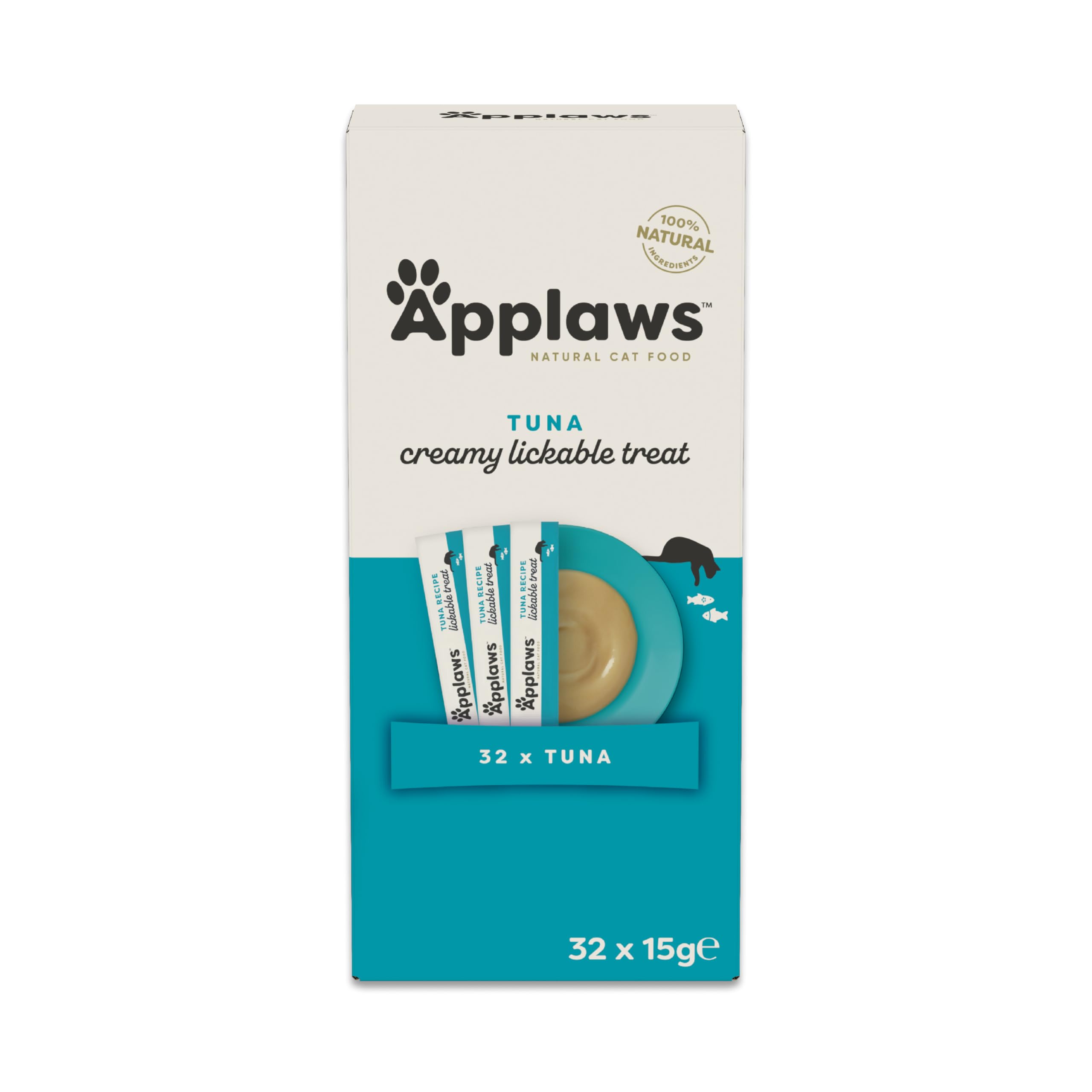 Applaws Tuna Creamy Lickable Cat Treats for Cats and Kittens 32x15g, Grain Free Puree 15g Sachet, 15 g (Pack of 32)