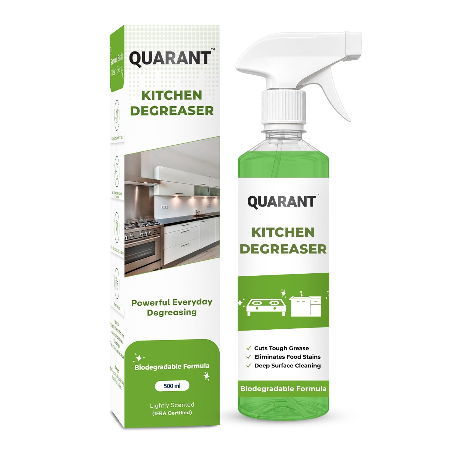 QUARANT Kitchen Degreaser Spray & Multipurpose Everyday Cleaner, 500 ml | Grease & Oil Remover, Fast Acting Cleaning Liquid for Stove, Chimney, Fridge, Counter Tops, Walls & Tiles-image-41