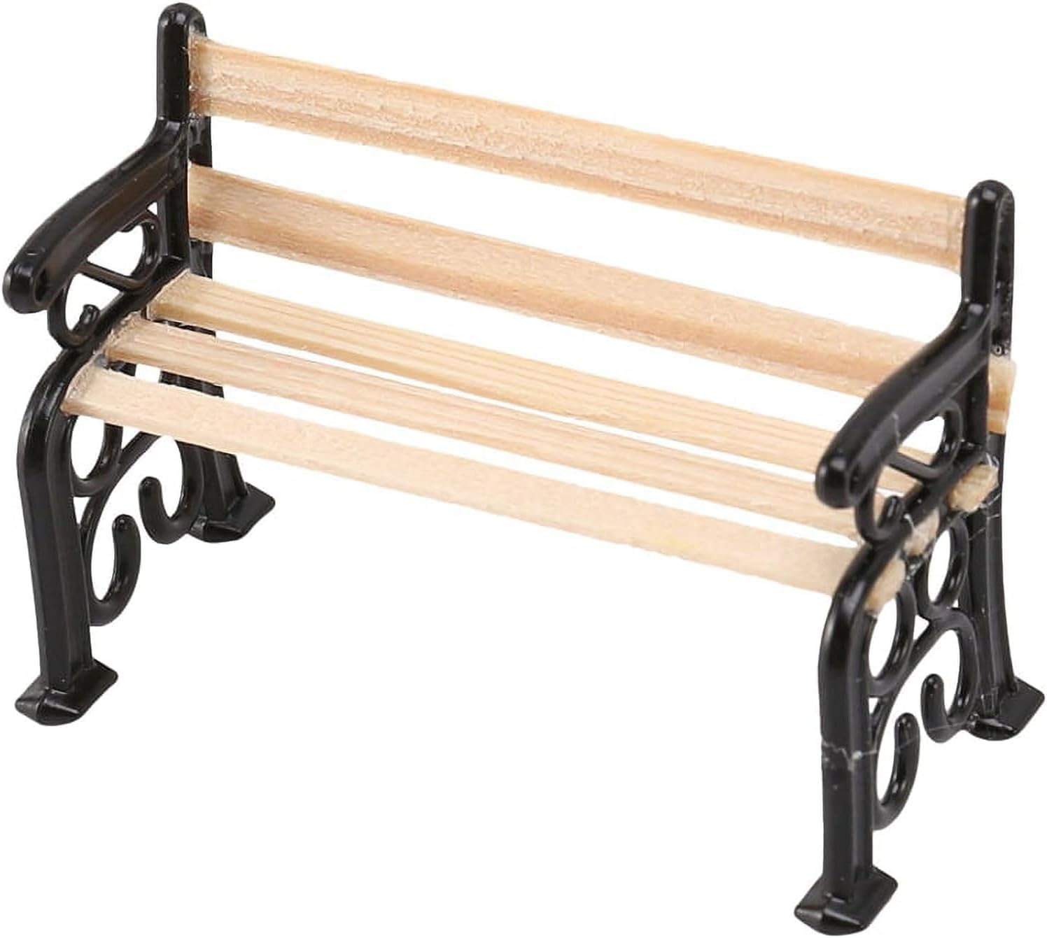 Black 1/24 Miniature Park Bench Dollhouse Decoration Accessories Miniature Dollhouse Miniature Park Bench Scale Accessories(1.9x0.9x1.3 inch)