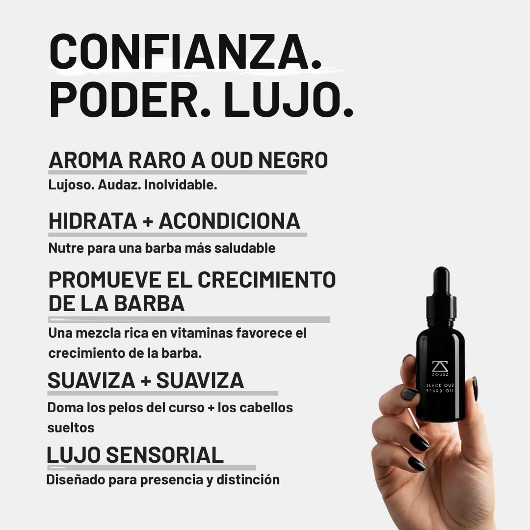 ZOUSZ Black Oud Aceite para Barba para Hombres, Hidratante y Acondicionador para Barba, Esencial para el Cuidado de la Barba No Graso, Aceite Natural para el Crecimiento, Regalo para Hombres, 30ml