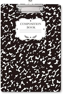 WAVEYU Fashion Cute Clipboard, Decorative Office Hardboard Wood Nursing Clip Board for Standard A4 Letter Size for Students, Women, Men, 12.5"x 9", Black+White02