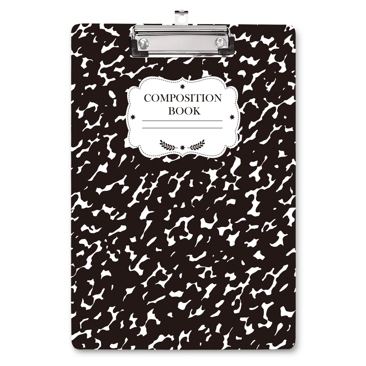 WAVEYU Fashion Cute Clipboard, Decorative Office School Hardboard Wood Nursing Clip Board for Standard A4 Letter Size for Students, Women, Men and Kids, 12.5"x 9", Black+White02