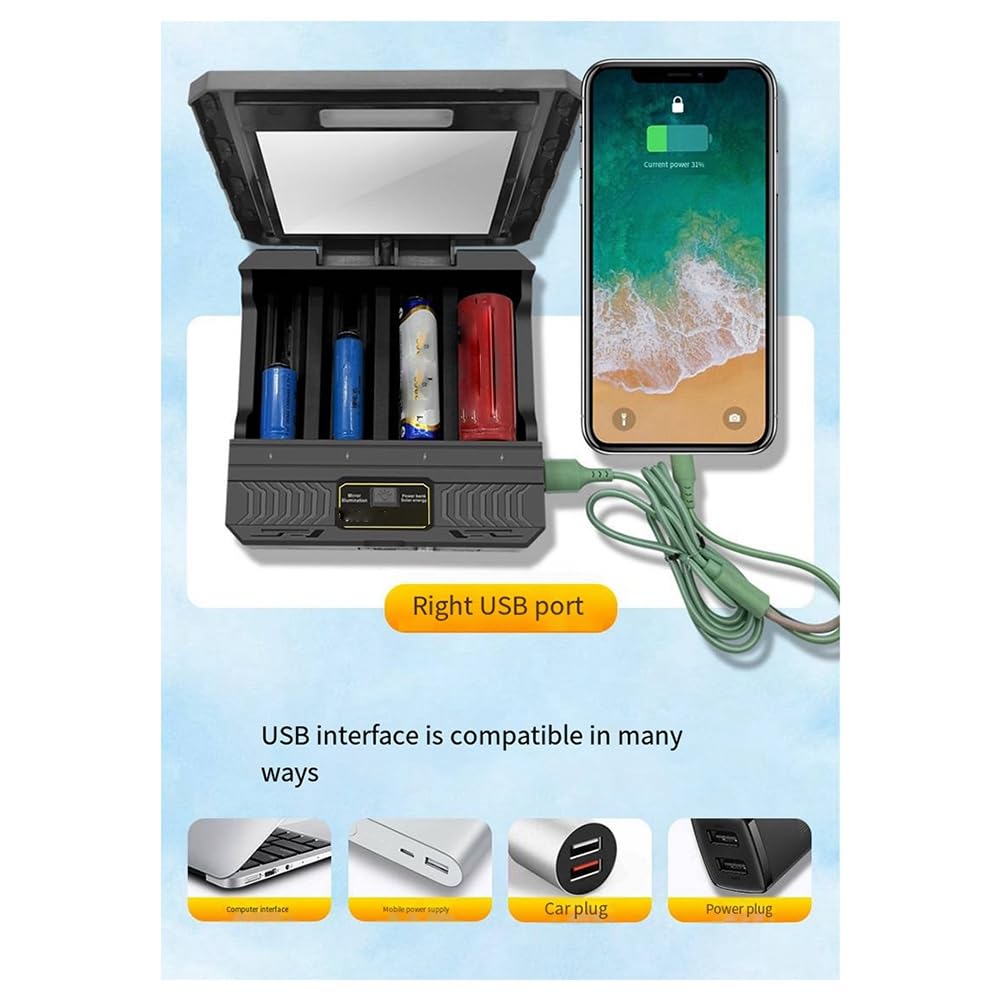 18650 Ladegerät Solar Lithium Batterie Smart Ladegerät Typ-C Vier-Slot Multifunktions-Outdoor-Ladegerät