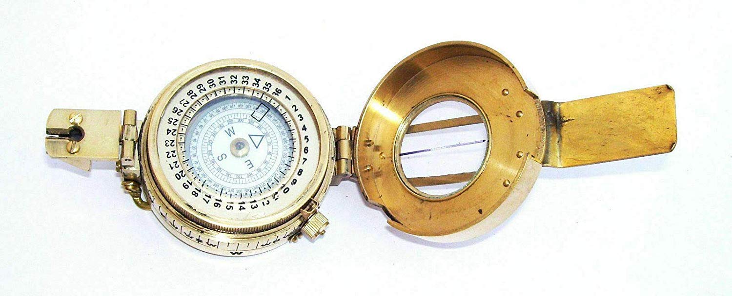 Bussola Con Meridiana In Ottone - 7.6 Cm, Funzionale, Con Scatola Di Legno - Foto 3