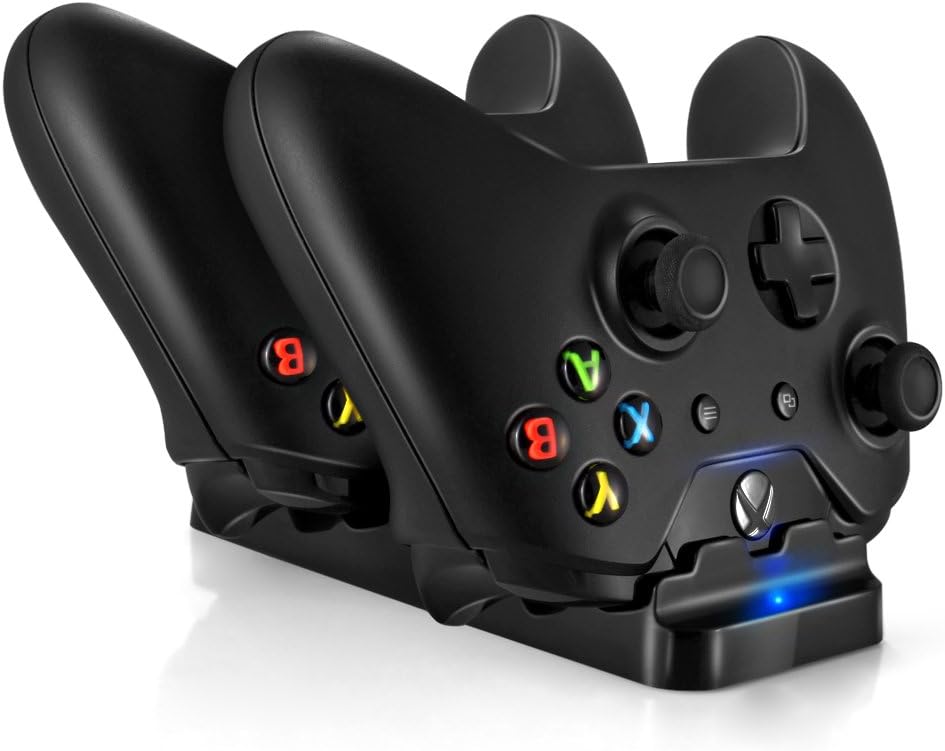 for Xbox One (Not for Xbox Series X) Dual Charging Dock Charger Station with 2 Rechargeable Batteries and USB Cable Wireless Controller