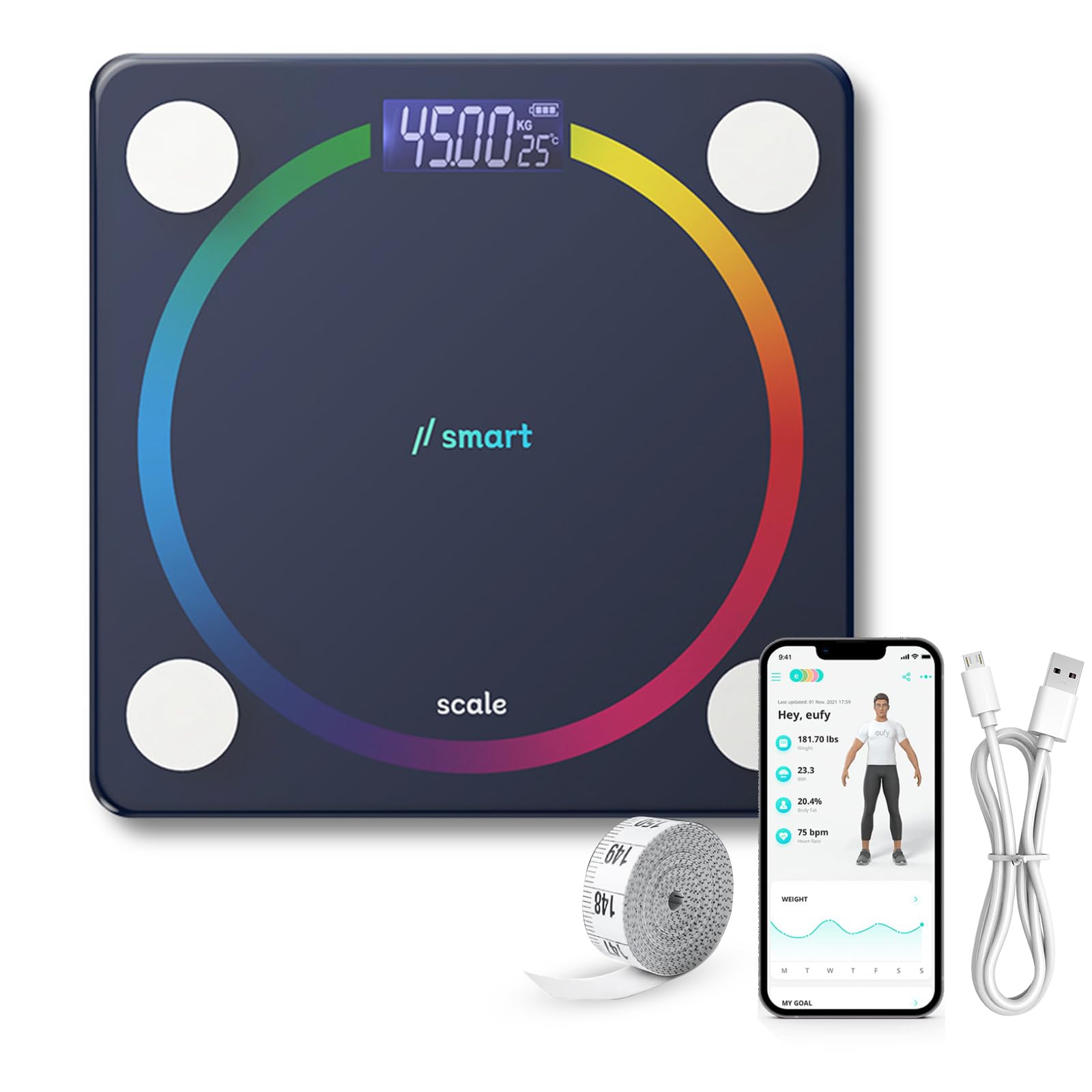 VorsiProSmart Scale for Body Fat, Body Fat Scale with Smartphone App, Fat Scale Smart Digital Weight BMI Scale Bathroom Scale 16 Body Composition Analysis Health Monitor