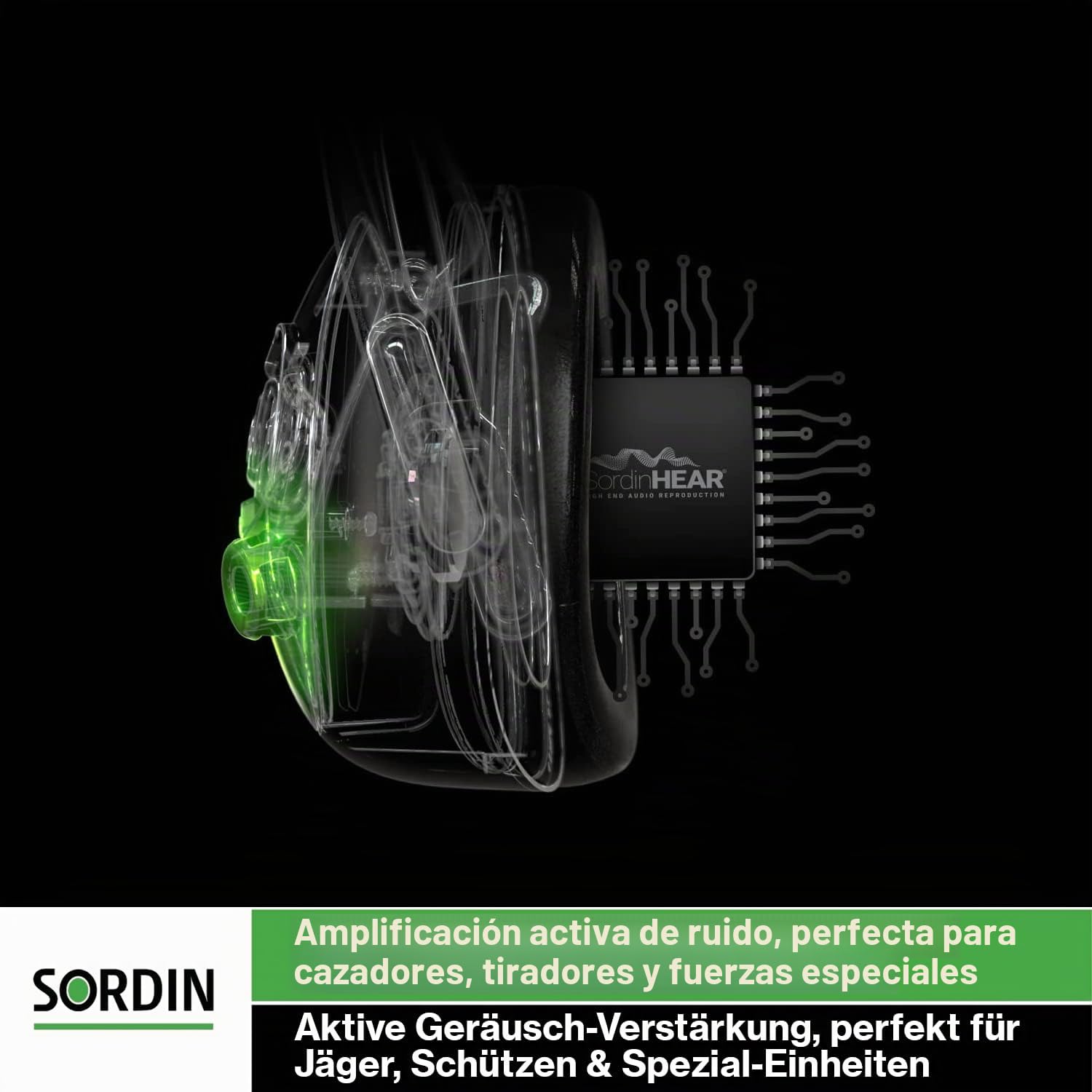 Sordin PRO X - 75302-X-S - Protectores auditivos electrónicos, diseño de camuflaje, color verde