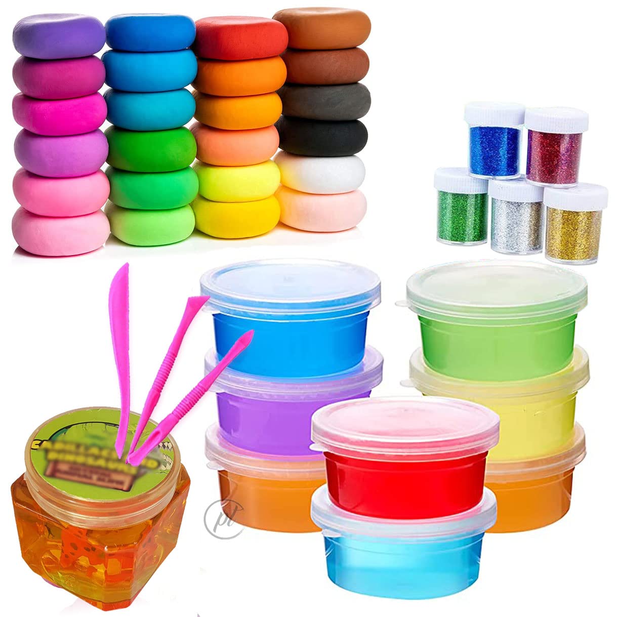 Promote Trader Clay 12 Pcs Art Air Dry Clay, Colorful Children Modeling Soft Clay with Tools, Craft Materials for 5-8 Years Old, 10-12 Years Old Kids+ Glitter+ 6pcs Slime+ 1 Slime in Jar (B0BC5R9DCB) Amazon Price History, Amazon Price Tracker