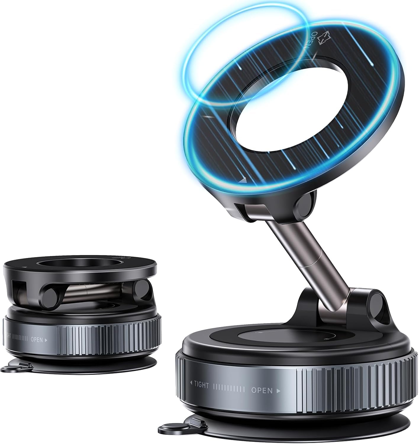 eyuvaa label vacuum ultra suction magnetic phone holder for car, foldable mobile holder with easy secure grip compatible with mag saf car mount, windshield, dashboard, mirror (with arm)
