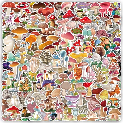 200 PCS Cute Mushroom Stickers Pack,Vinyl Mushroom Stickers,Waterproof Vinyl Stickers for Water Bottle, Srapbook, Laptop, Phone Case, Teens Girls Adults Kawaii Mushroom Stickers