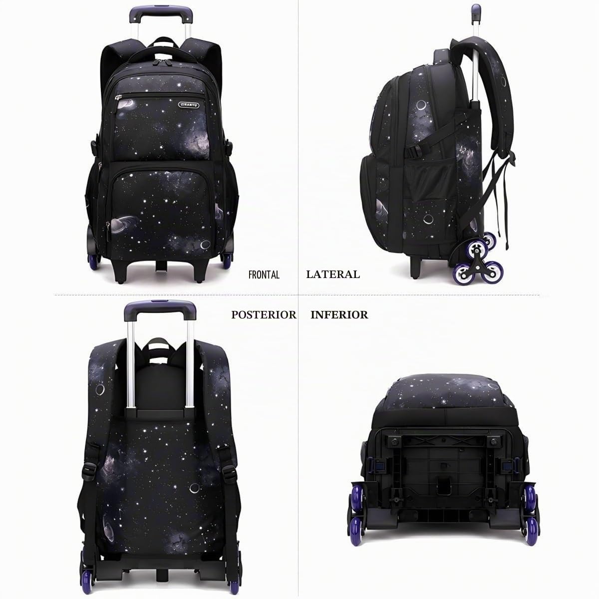 Mochila Ruedas Mochilas Escolares con Ruedas, Desmontable Mochila con Carro Niños para Viajes Escolar