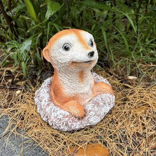 Yaoemei Meerkat Statue, Meerkat Garden Animal Statue ,Outdoor Animal Ornament Decoration for Patio Yard Balcony Field, Gifts for Women Mom Grandma