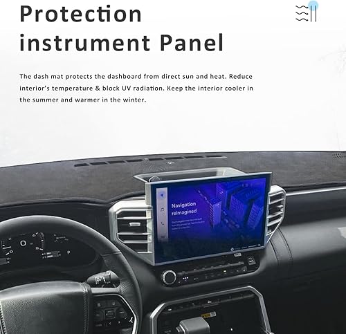 Miniatura 3 de auovo Cubierta de salpicadero compatible con Toyota Tundra 2022 2023 2024 sin HUD antideslizante cubierta de salpicadero cubierta de alfombra