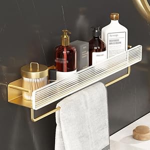 Shower Caddy Bathroom Shelf Space Aluminum Shower Rack Corner Shelf Towel Bar Gold Square Bath Shower Shelf Acrylic