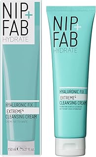 Nip + Fab Hyaluronic Acid Fix Extreme 4 Cleansing Cream, Gentle Cleanser, Face Wash, Anti-Aging and Hydrating for Dry/Sensitive Skin