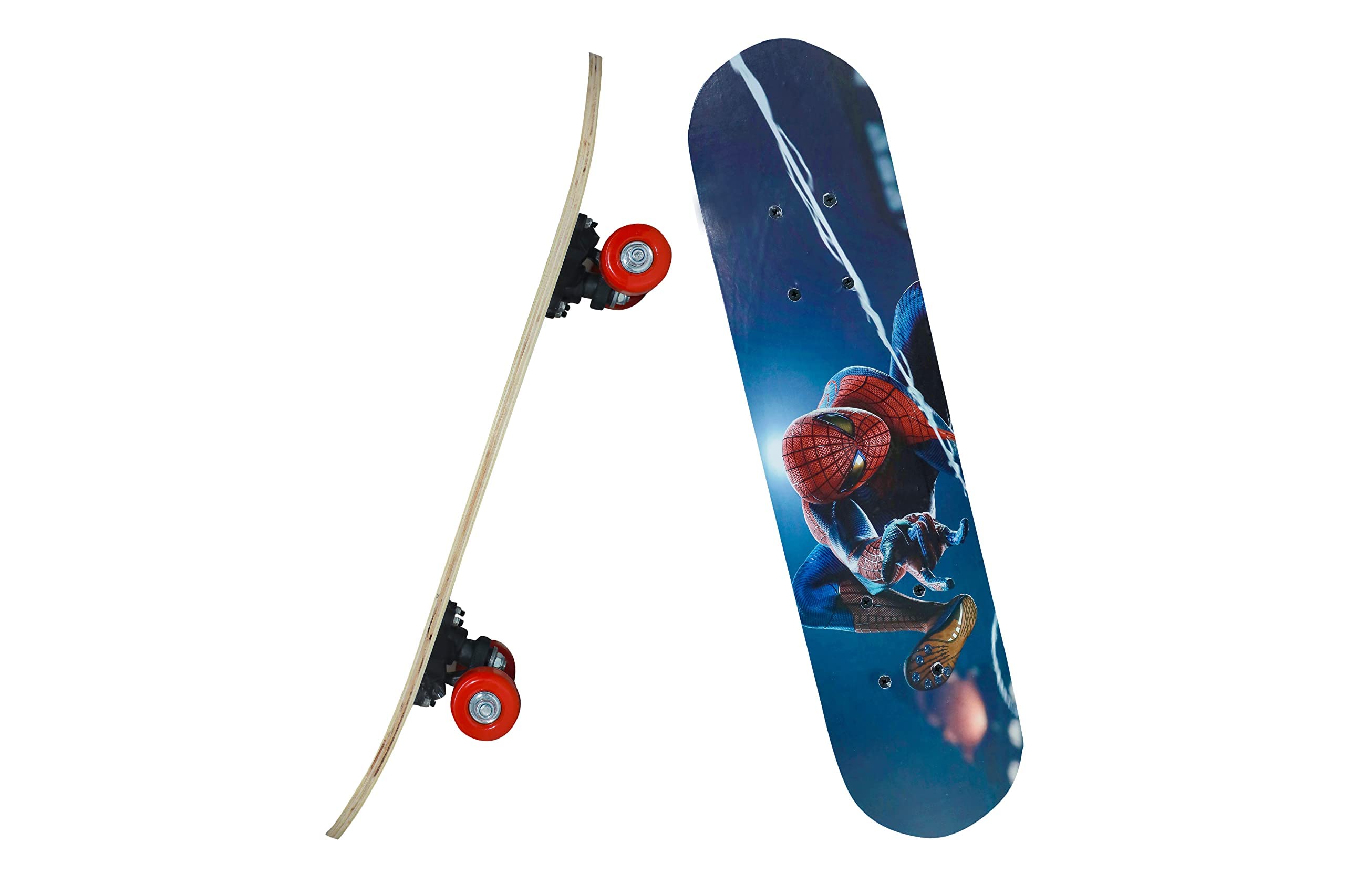Leona Enterprise Complete Skateboard with Colorful up Wheels for Beginners (Spiderman sklateboard 24 inch)
