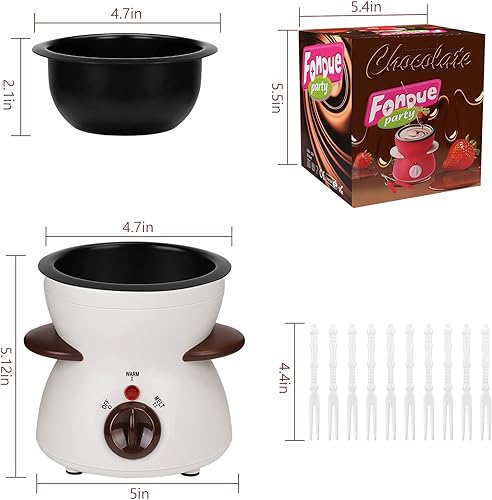 Miniatura 9 de OFFKITSLY Juego de ollas de fondue mini juego de ollas eléctricas para derretir queso de chocolate máquina de fondue de chocolate con tenedores de