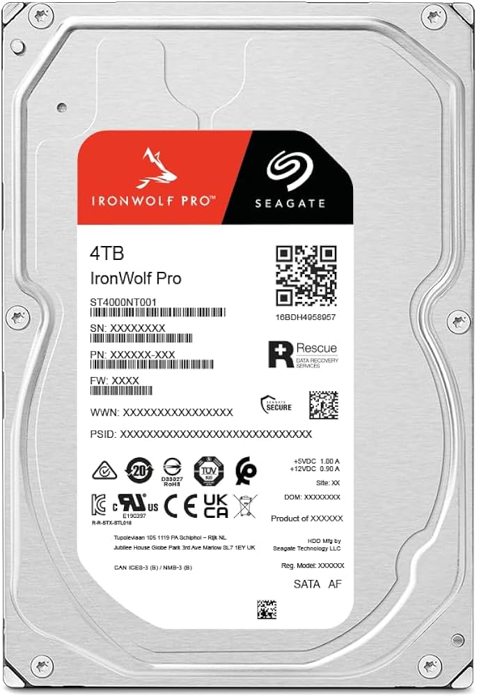 Seagate IronWolf Pro, 4 TB, Enterprise NAS HDD interno –CMR 3,5