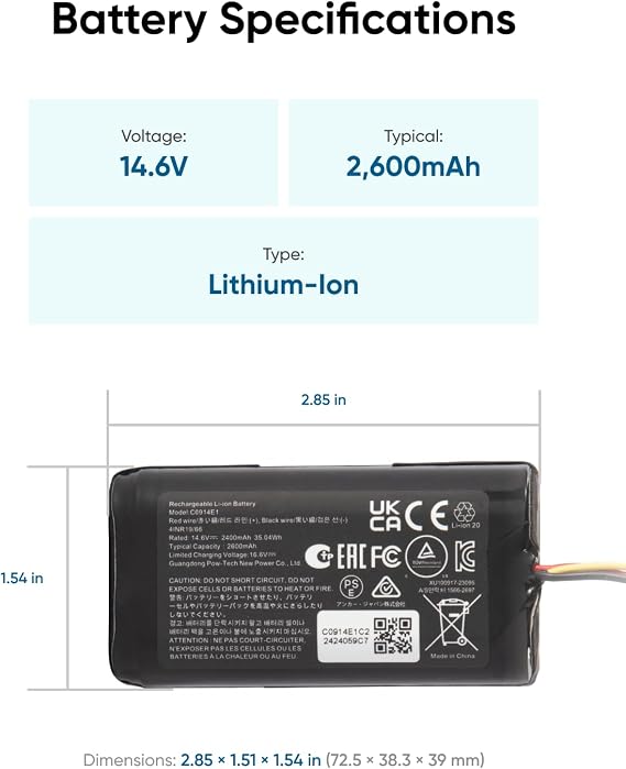 eufy Accessories Replacement Battery Pack, Compatible with G40 Series,G30 Series,RoboVac 11, 11S MAX, 12, 15C MAX, 15C,G10 Hybrid, G20, G35, G35+ Accessory