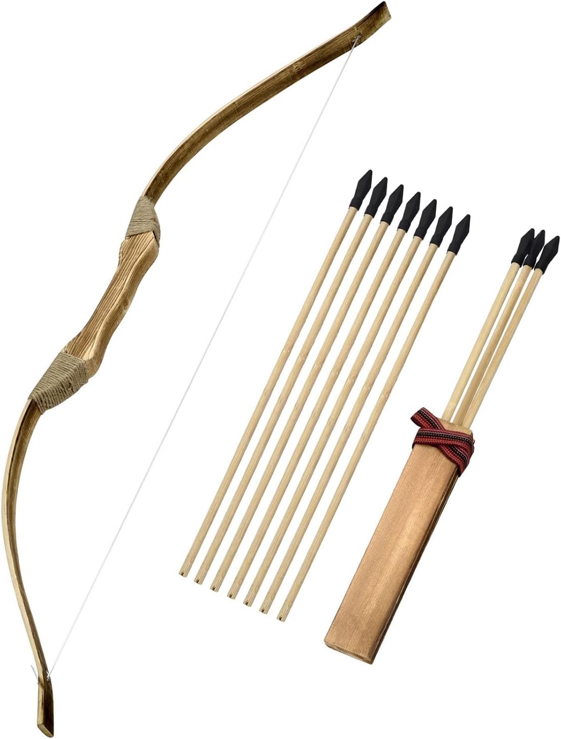 Kids Bow and Arrow Set, 32 Inch Archery Set Handmade Wooden Toy Bow and Arrow for Kids 4-6 8-12, Cosplay Game Costume Prop Play, 1 Bows 1 Quivers and 10 Wood Arrows, Gifts for Youth Boys & Girls
