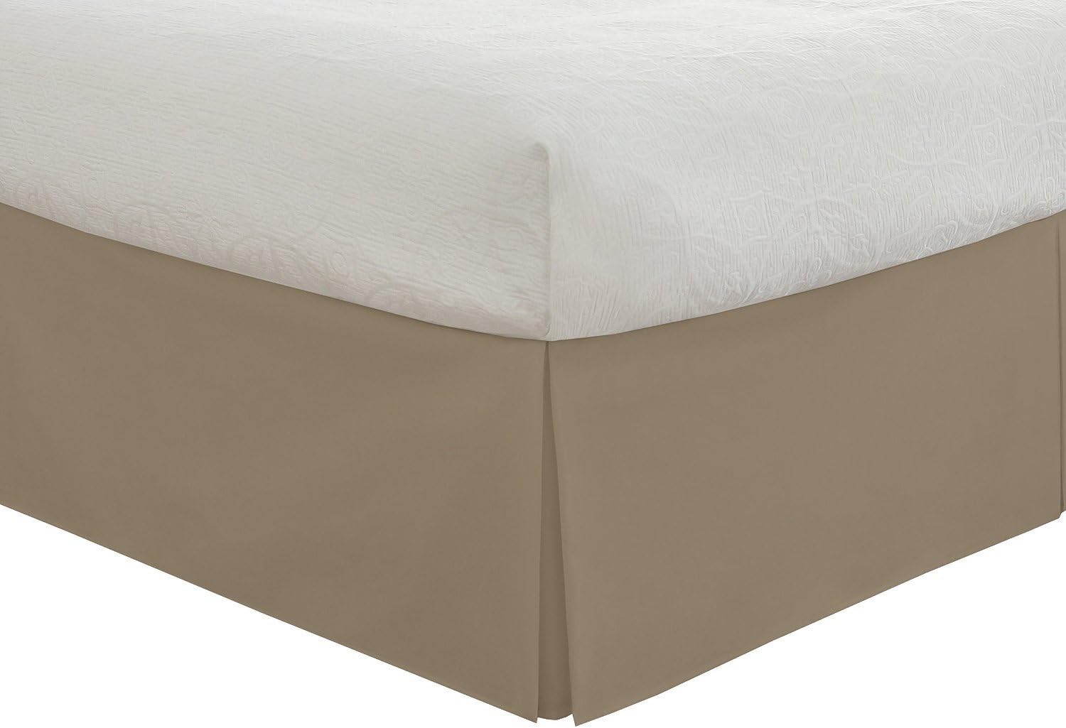 Real 350 Thread Count Split Corner Bed Skirt/Dust Ruffle Full/Double Size Solid Taupe 18" inches Drop Egyptian Cotton Quality Wrinkle & Fade Resistant