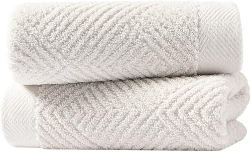 Miniatura 5 de sense gnosis Toallas de Mano Súper Suaves Blanco Lima con Patrón de Tejido de Rizo a Rayas Ultra Absorbentes 100% Algodón para Baño (13 X 29