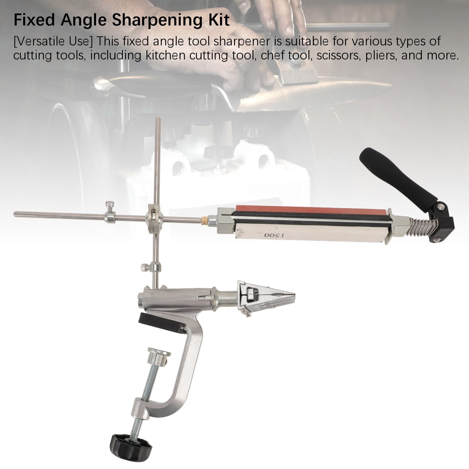 Kit professionale per affilare utensili ad angolo fisso con 6 pietre per affilare, grana da 180 a 3000, di affilatura di precisione per coltelli da, forbici, pinze, strut (B)