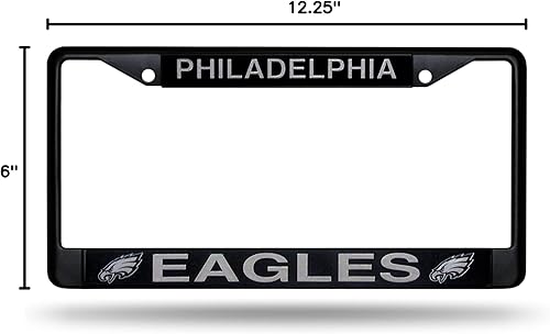 Miniatura 18 de Rico Industries Marco cromado negro de fútbol de la NFL, con inserciones de plástico, 12 x 6 pulgadas, accesorio para automóvil y camión