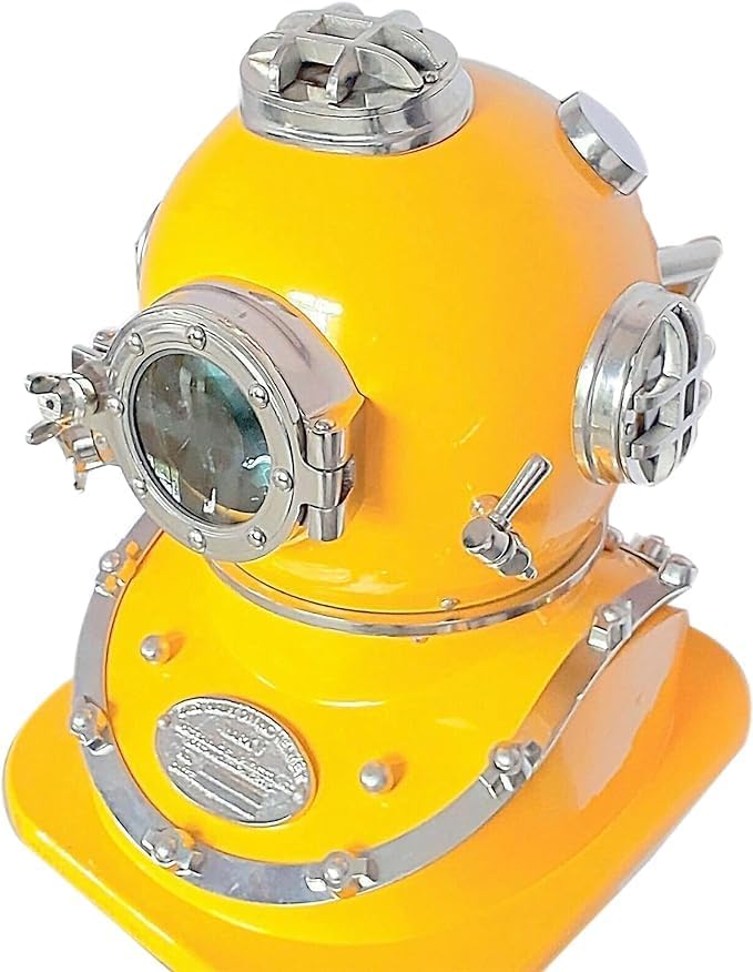 Generic SS-Nautical Mart Yellow Diving Helmet US Navy Mark V Deep Sea Divers Antique Diving Helmet Scuba Sea Divers Helmet Great Decoration Item for Home Decor, Full size, Same As PIcture, SS-094