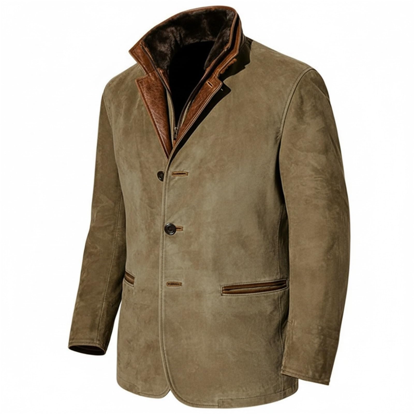 Generisch Giacca da uomo sportiva, slim fit, per il tempo libero, vintage, retrò, con due bottoni, per il tempo libero, giacca invernale calda e leggera