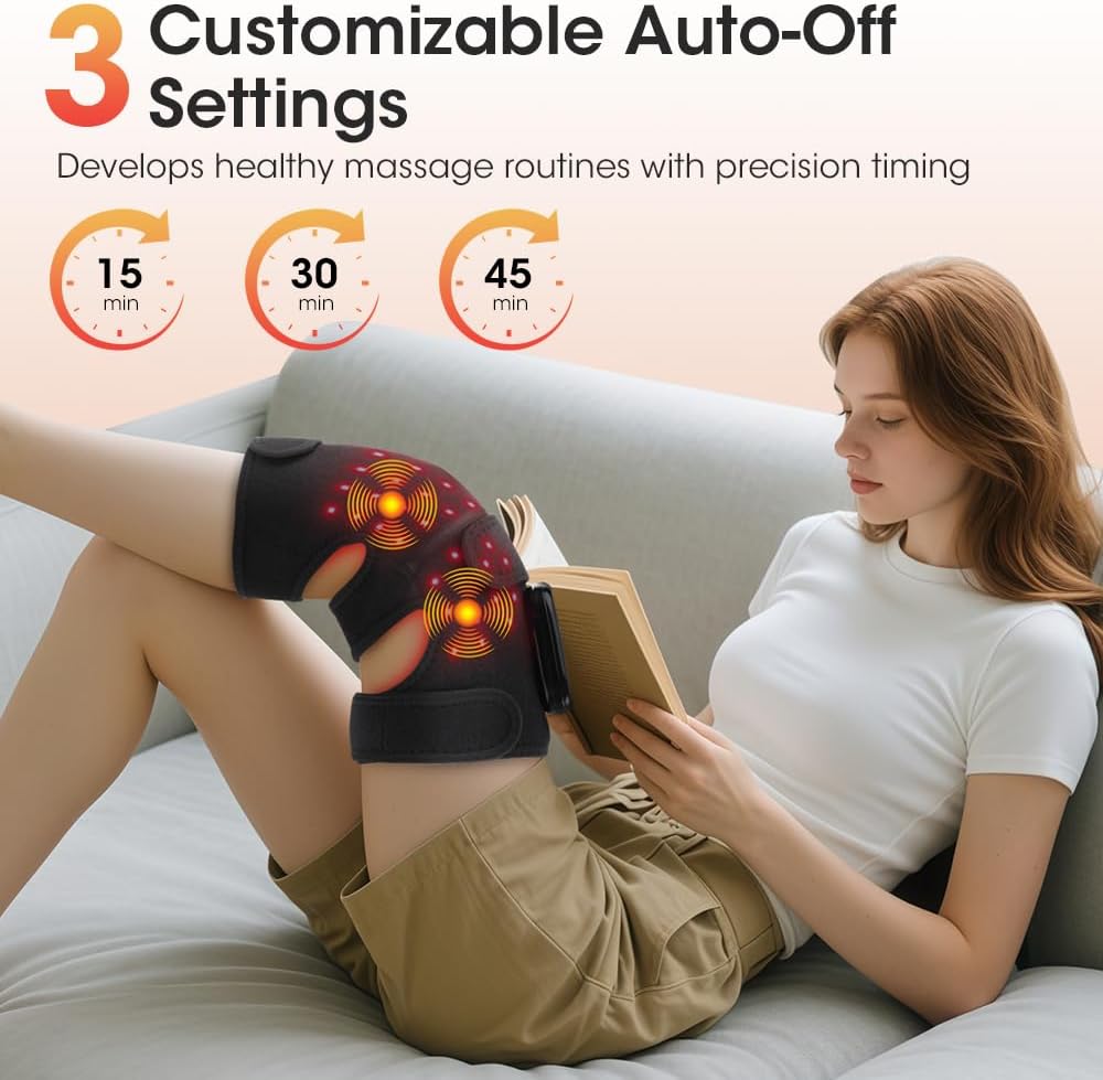 Knee Massager with Red Light Therapy – Infrared Knee Wrap for Pain Relief & Arthritis, Portable Knee Massager for Men & Women - Image 5