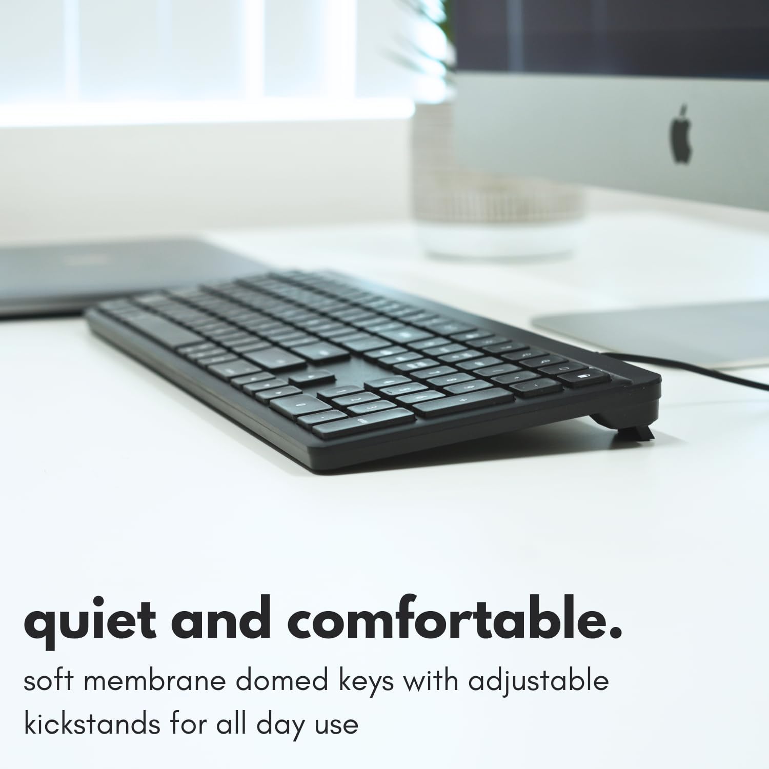 Macally USB C Wired Keyboard for Mac (USB C + USB A) – Full Size Keyboard with 22 Shortcuts, Quiet Typing, for MacBook, iMac, MacMini, iPad – Black