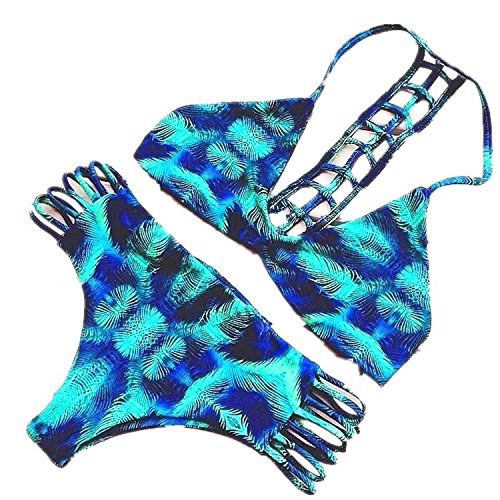 Baby Box Brazilian Vintage Triangle Swimwear Bikini Bandeau Push Up Bra Size S Blue