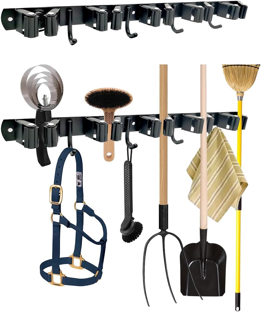 2pcs Horse Whip Crop Holder with Bridle Hooks, Stall Tool Holder Horse Tack Rack Wall Mount Bridle Rack Organizer Horse Stables Supplies Storage Rack Stall Hanger Accessories