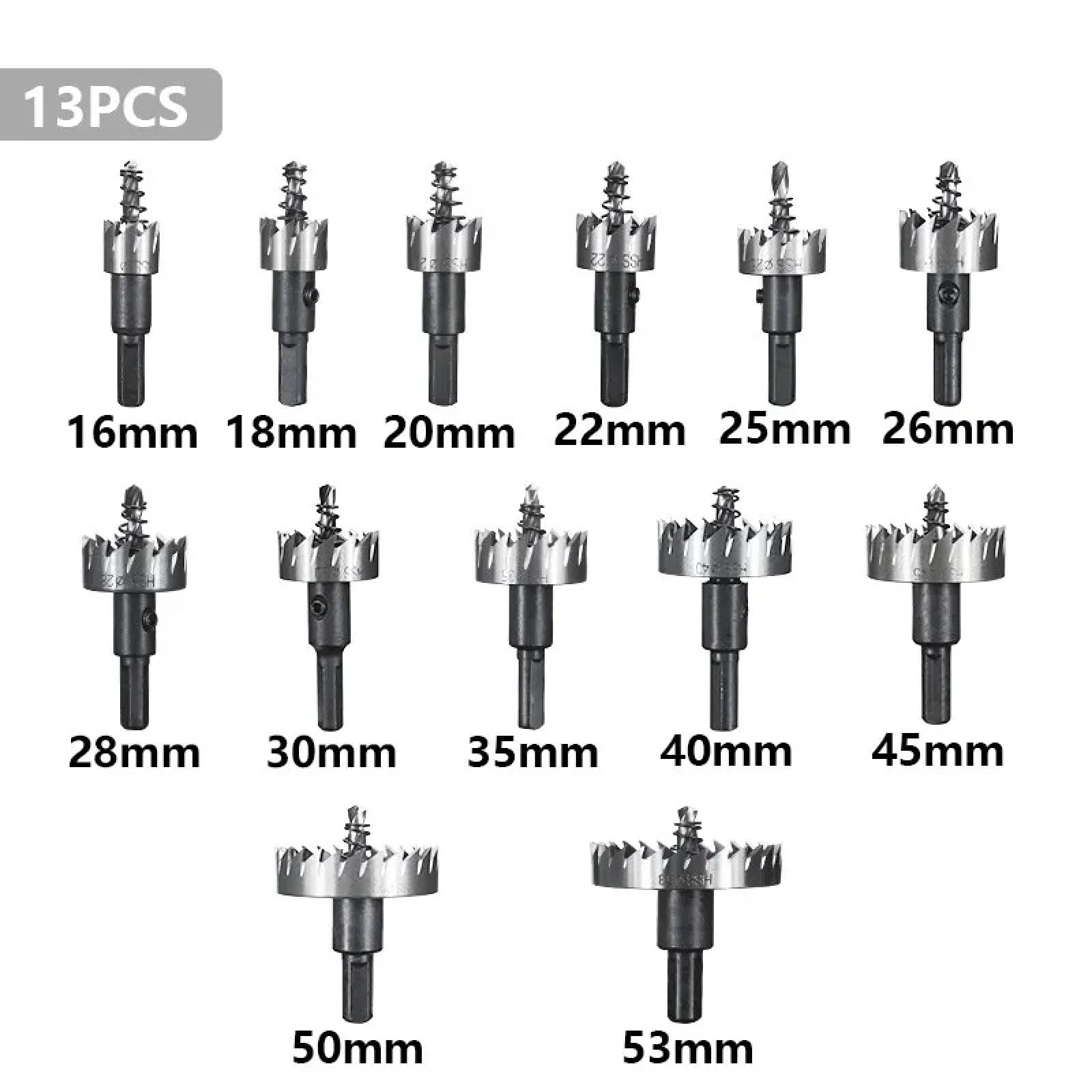 Broca De Sierra Perforadora De Acero Inoxidable Para Herramienta De Perforación De Corte De Hierro Y Aleación De Metal,Juego De 13 Uds.