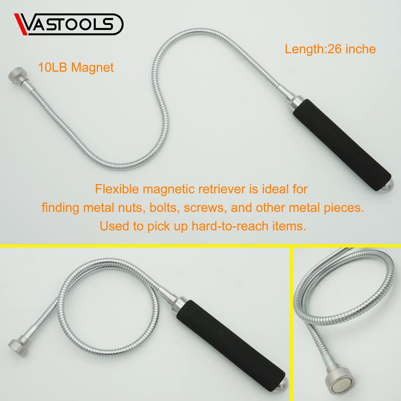 VASTOOLS Flexible Magnetic Pickup Tool Set, 5LB & 10LB, 26" Bendable Extension Magnetic Pickup — Amazon image 7