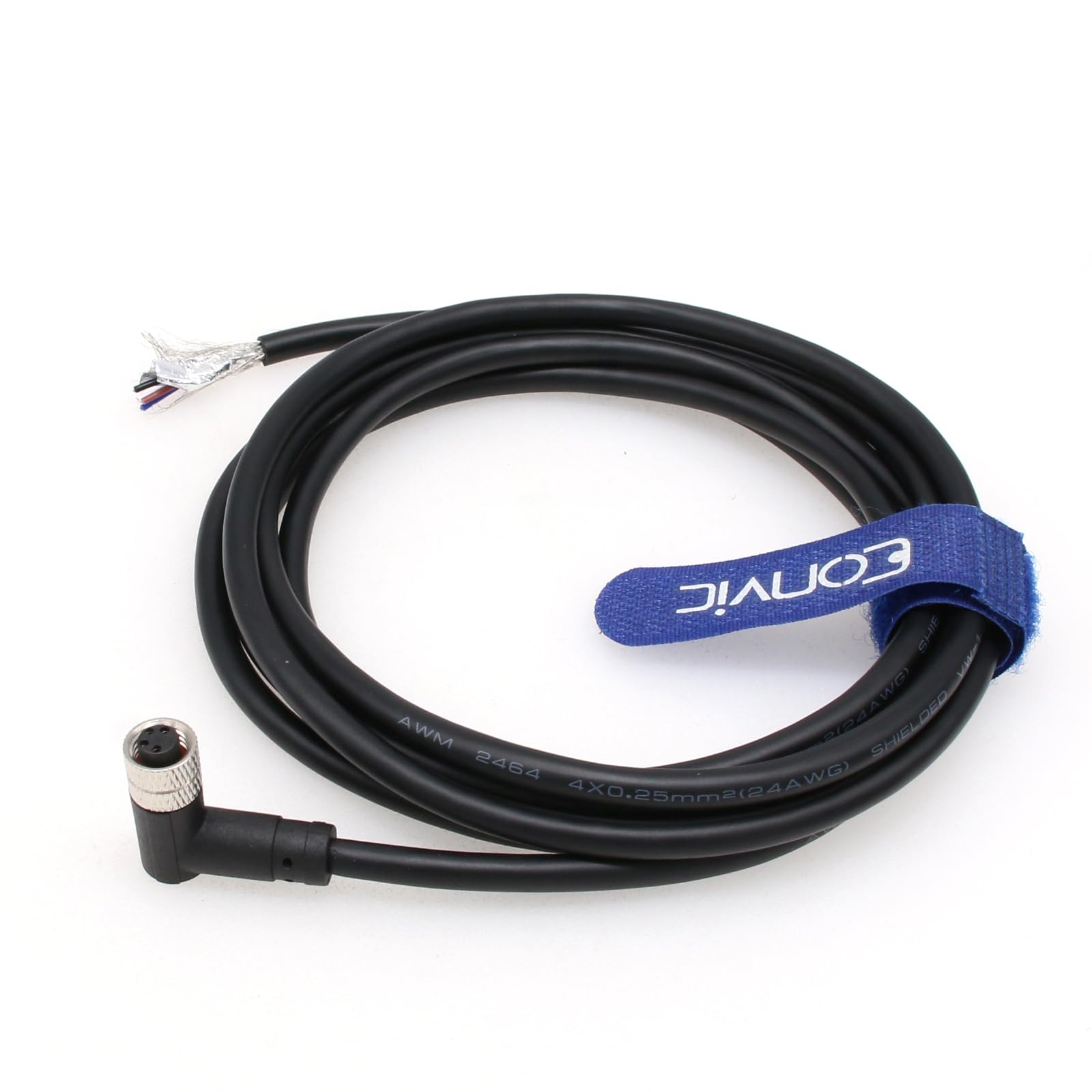 Eonvic Industrial M8 4 Pin A-Code Female Right Angle to Open Connector Molded Shielded Aviation Sensor Cable Waterproof IP67 Cat 5e High Flex Cable 1M - Image 3