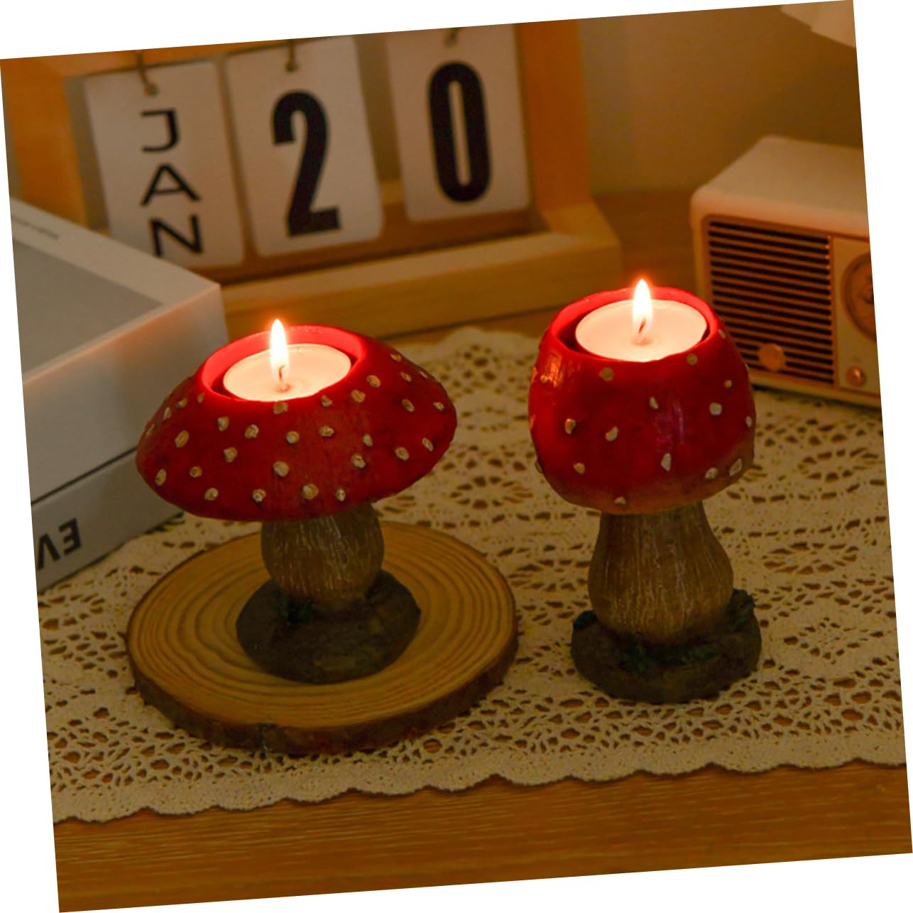 Amazon.co.jp: 2個 きのこのキャンドルホルダー キノコ型燭台 芸術的な