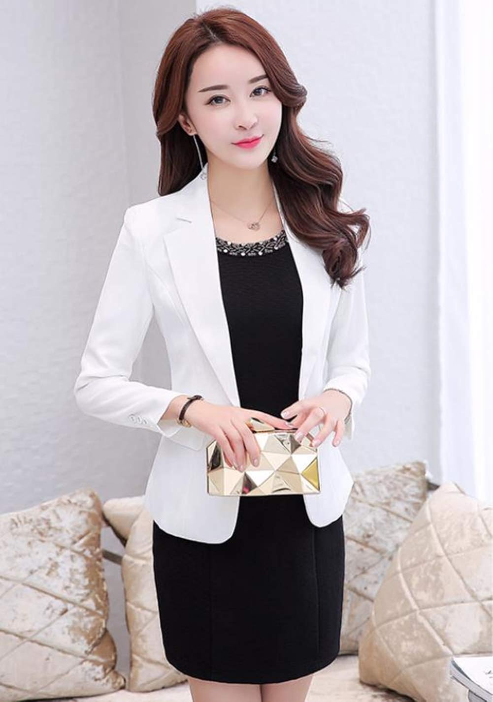 特価ブランド Shuming テーラード ジャケット レディース スリム ブレザーネック 黒 春服 アウター フォーマル 通勤服 仕事 ファッション Www Larrypolatsch Com