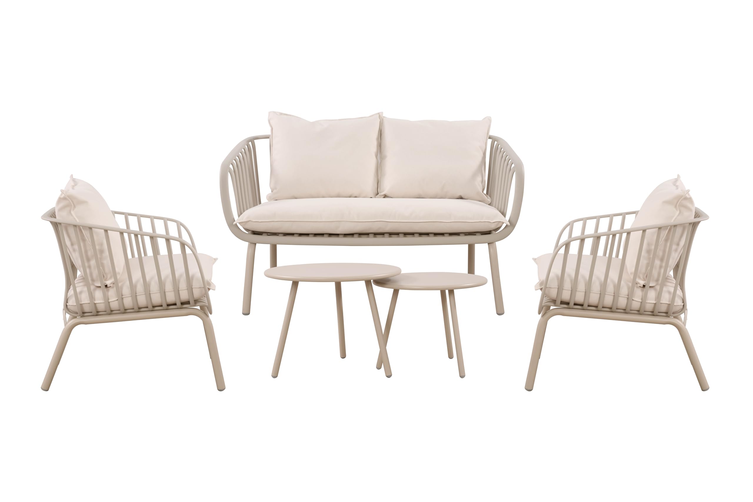 AVANTI TRENDSTORE - Albavilla - Set da giardino in plastica sintetica, composto da 2 poltrone, 1 poltrona a 2 posti e 2 tavolini rotondi. Disponibile in 2 colori.