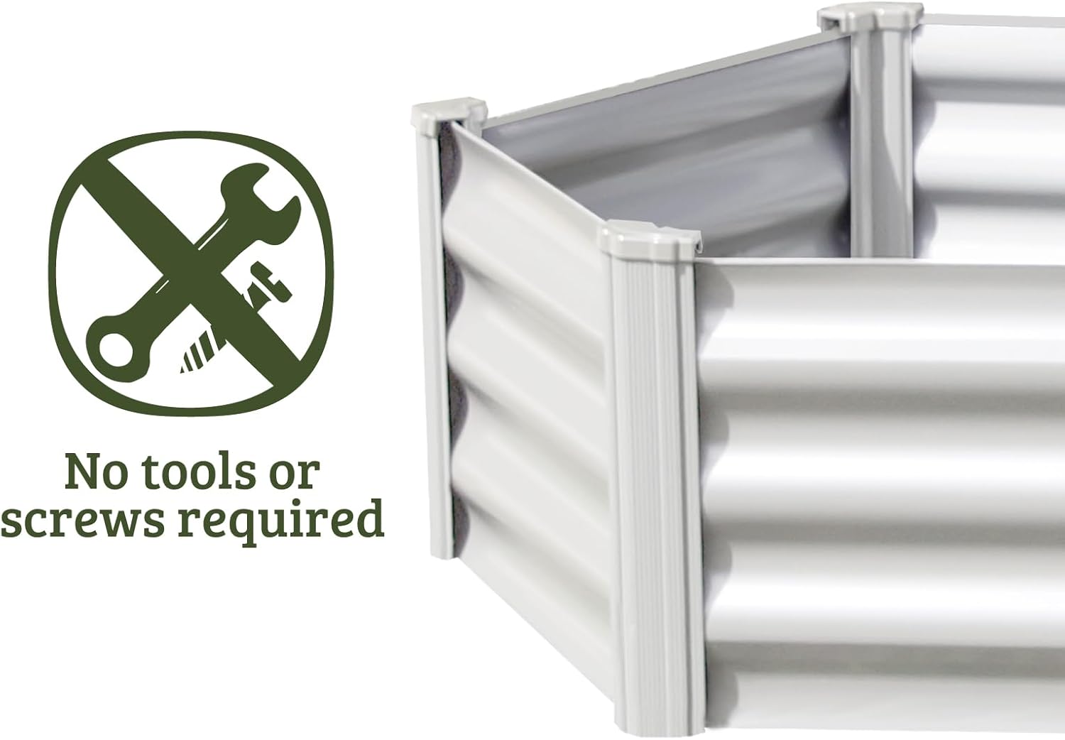 ABSCO The Organic Garden Co. Premium Galvanized DIY 3' x 3' Hexagon Garden Bed with Easy Assembly, Superior Drainage, Surfmist Steel Metal Planter Box, 16" Walls for All Plants