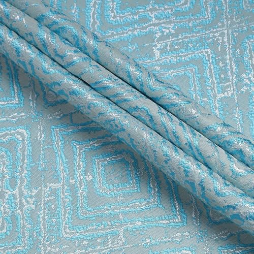 Image of Homestan Jacquard Woven Long Door Curtains 9 Feet Long Set of 1 with Stainless Steel Grommets for Home Decor (9 X 4 Feet, Aqua)