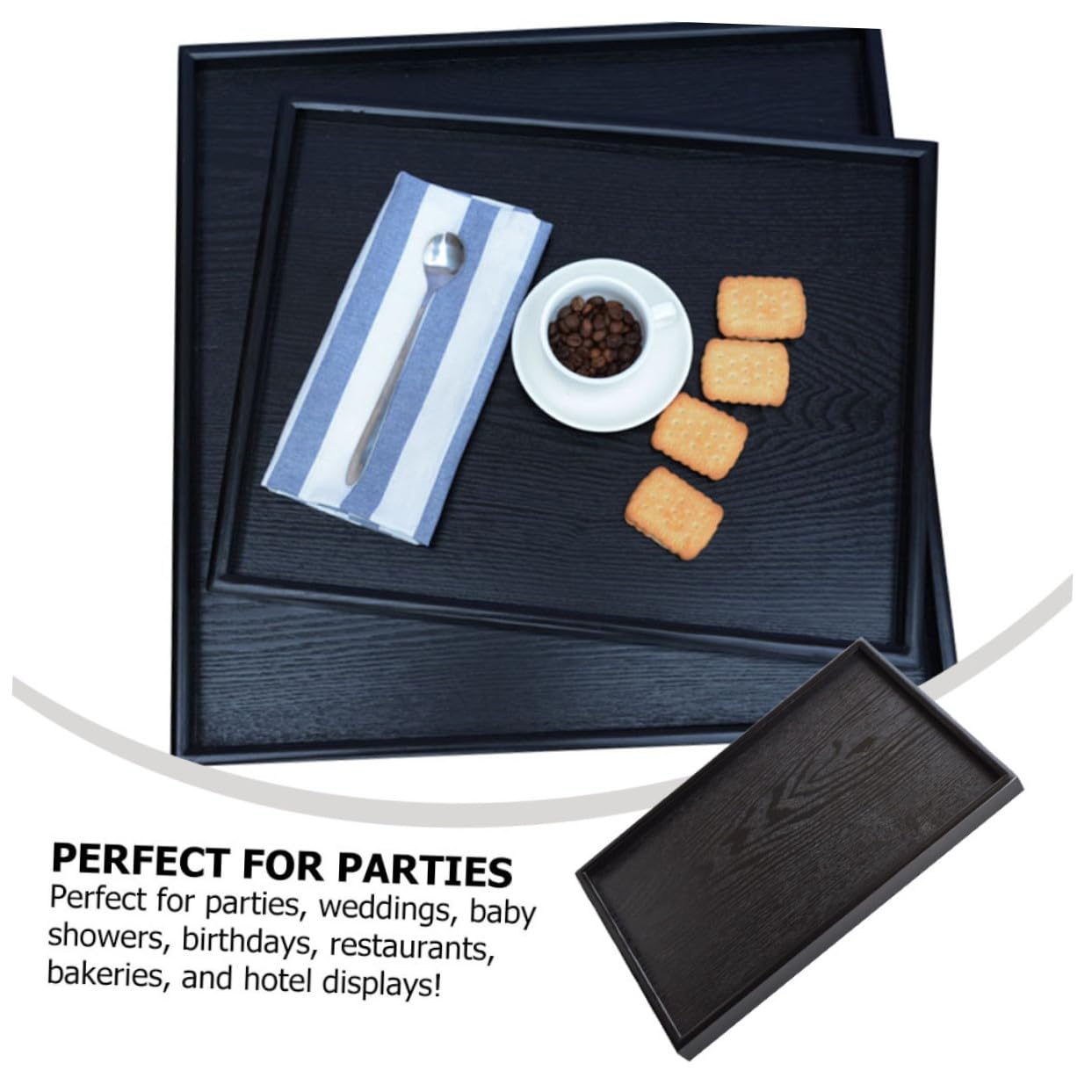 Bandeja de Madera Decorativa Retro para Servir Snacks, Decoración de Sala y Eventos Navideños